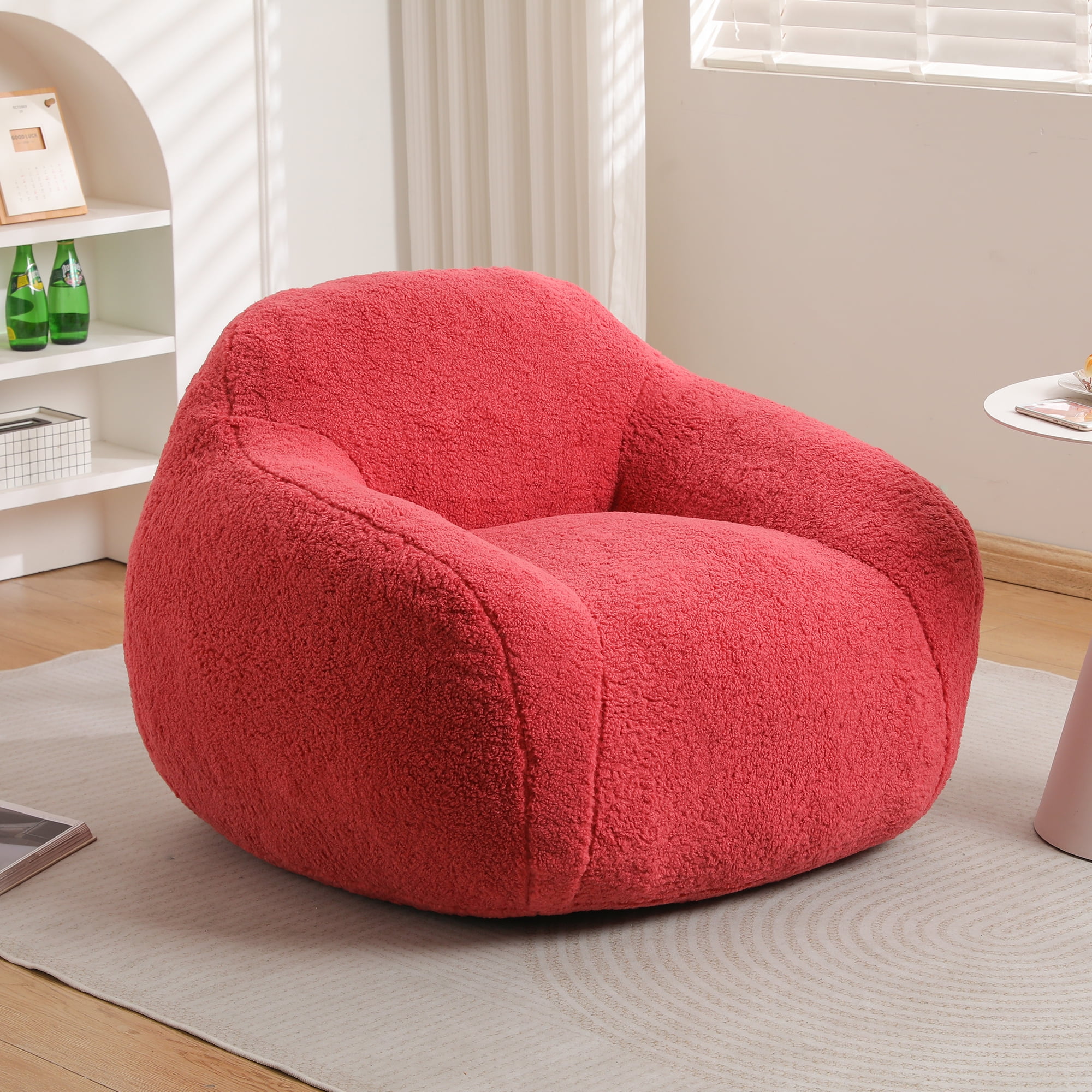 Memory Foam Bean Bag Chair For Adults - Cloud-Like Fabric, Anti-Slip Base, Light Grey Lounge Chair (36.5"L) 4 thumbnail image