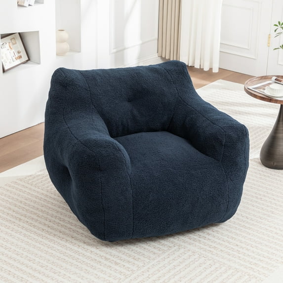 Bean Bag Chair, Bean Bag Sofa Chair with Armrests Stuffed High-Density Foam, Lazy Sofa Comfy Chairs BeanBag Chair for Adults in Living Room, Bedroom Read, Blue