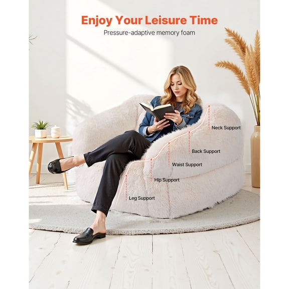 Bean Bag Chair, BeanBag Sofa Chair with Armrests for Adults, Fluffy Plush & High-Density Foam Filling Adult Bean Bag with Zapper, Comfy Lazy Sofa Chai