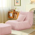 thumbnail image 1 of Bean Bag Chair Big Sofa for Adults Fireside Chair Togo Chair with Ottoman and Pillow Memory Foam Filled Tufted Comfy Lazy Floor Lounge for Living Room Gaming Venue, Cashmere, Pink, 1 of 18