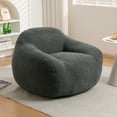 thumbnail image 1 of Bean Bag Chair, Comfy Bean Bag Sofa for Adults, Stuffed Floor Sofa with Supportive Backrest & Armrests, Modern Faux Fur Accent Chair for Living Room & Bedroom, Dark Gray, 1 of 12