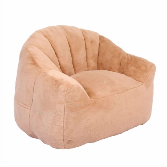 Bean Bag Chair, Comfy Bean Bag Sofa with Back Support, Faux Fur Bean Bag Chair for Adults and Kids, Stuffed Floor Sofa for Living Room, Bedroom, Apartment, Brown