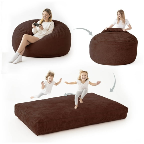 Bean Bag Chair,Convertible Bean Bag Chair Bed Giant Bean Bag Chairs for Adults Memory Foam Bean Bag Bed for Adults Bean Bags Chair that Turns into Bed