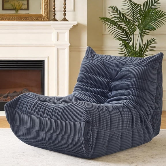 Bean Bag Chair, Corduroy Bean Bag Chair for Adults, Boneless Chair Fireside Chair,Gaint Bean Bag Sofa with Memory Foam Filled for Living Room,Bedroom,Reading Room,Gaming Room(Grey)