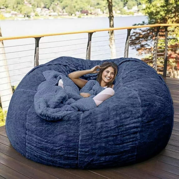 Bean Bag Chair Cover (No Filler), Fluffy Washable Large Bean Bag Chairs Cover for Adults for Living Room Bedroom Furniture