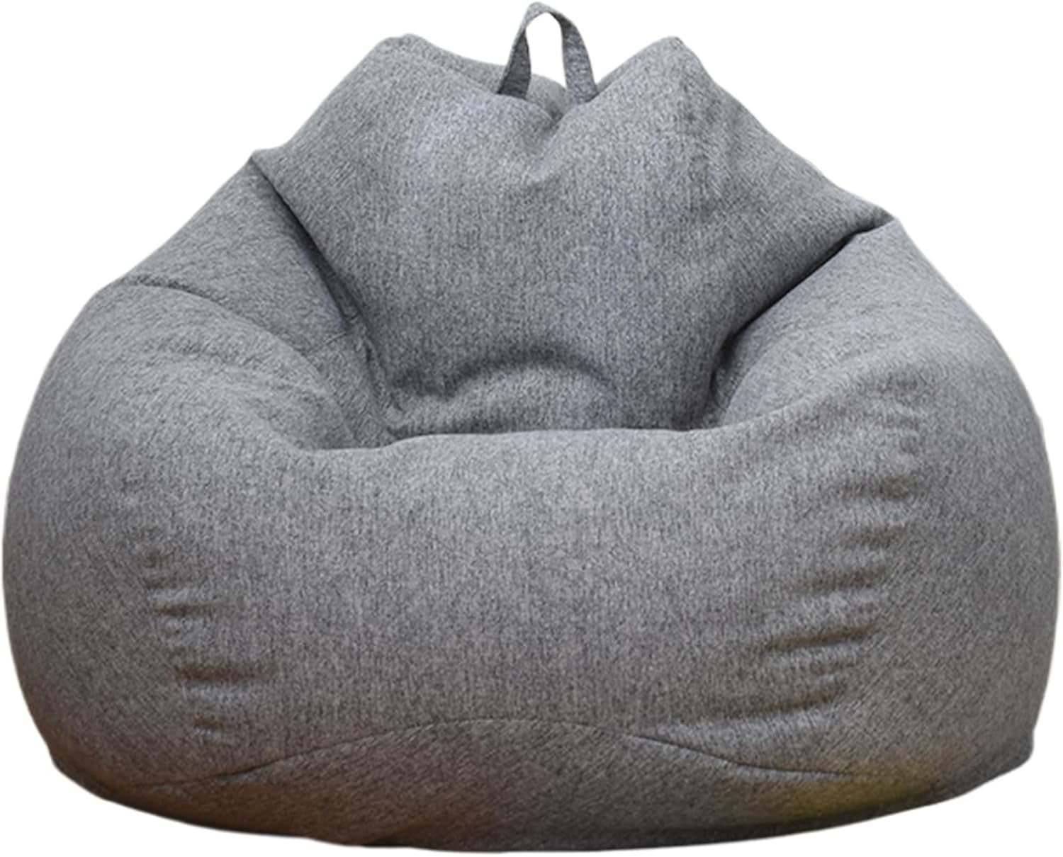 Bean Bag Chair Cover:(No Filler) Stuffed Animal Storage Bean Bag Covers,Soft Cotton Linen Beanbag Chair Cover,Washable Bean Bag Chairs for Kids Adults (Dark Gray, L:36-43inch)