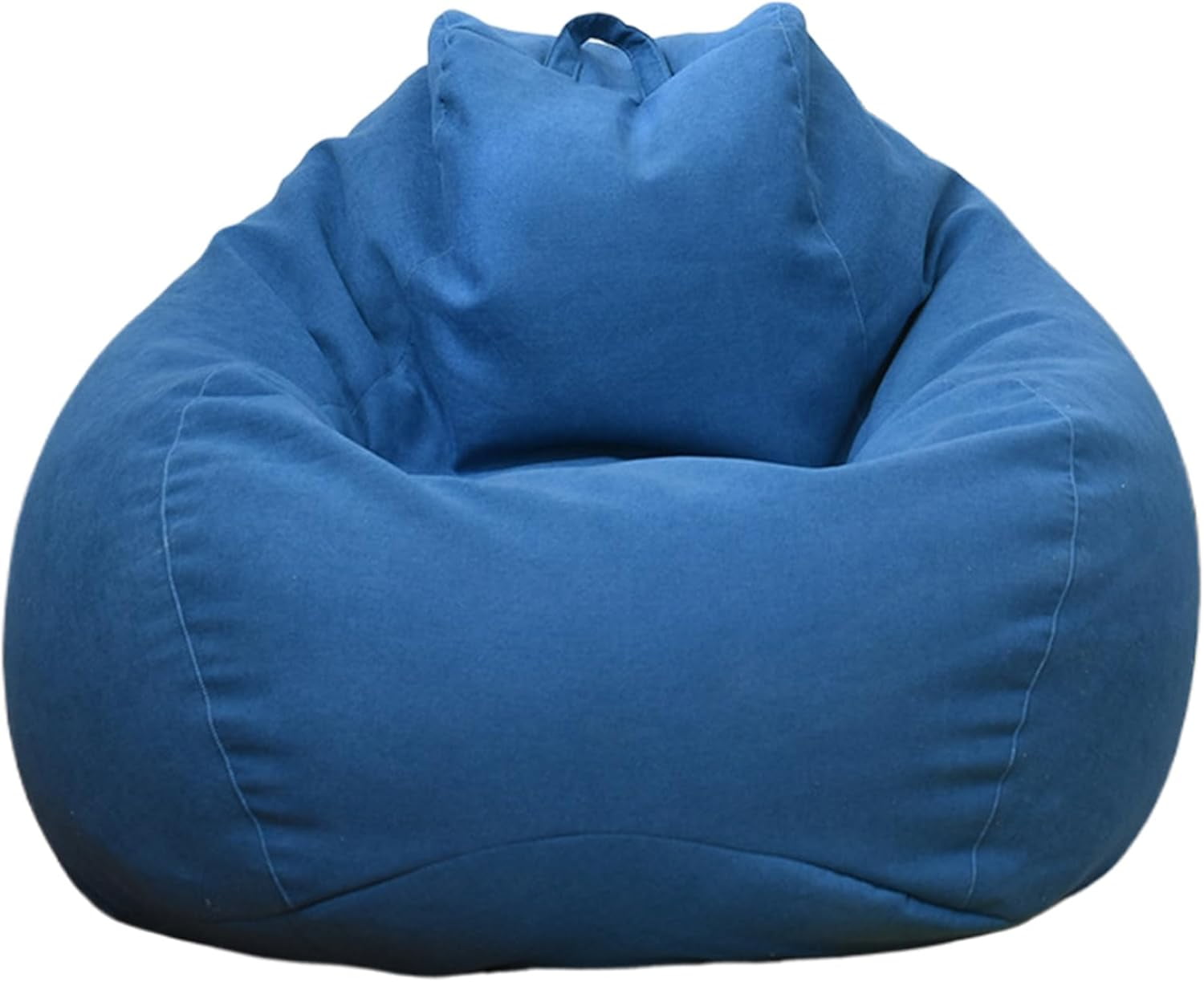 Bean Bag Chair Cover:(No Filler) Stuffed Animal Storage Bean Bag Covers,Soft Cotton Linen Beanbag Chair Cover,Washable Bean Bag Chairs for Kids Adults (Dark Blue, S:27-32inch)