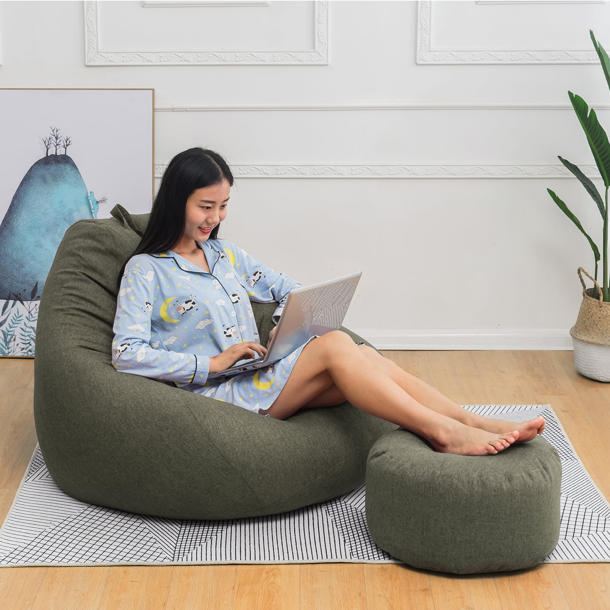 Bean Bag Chair Cover (No Filler) for Kids and Adults Extra Large Beanbag Stuffed Animal Storage Soft As Gaming Chair or Study Spot