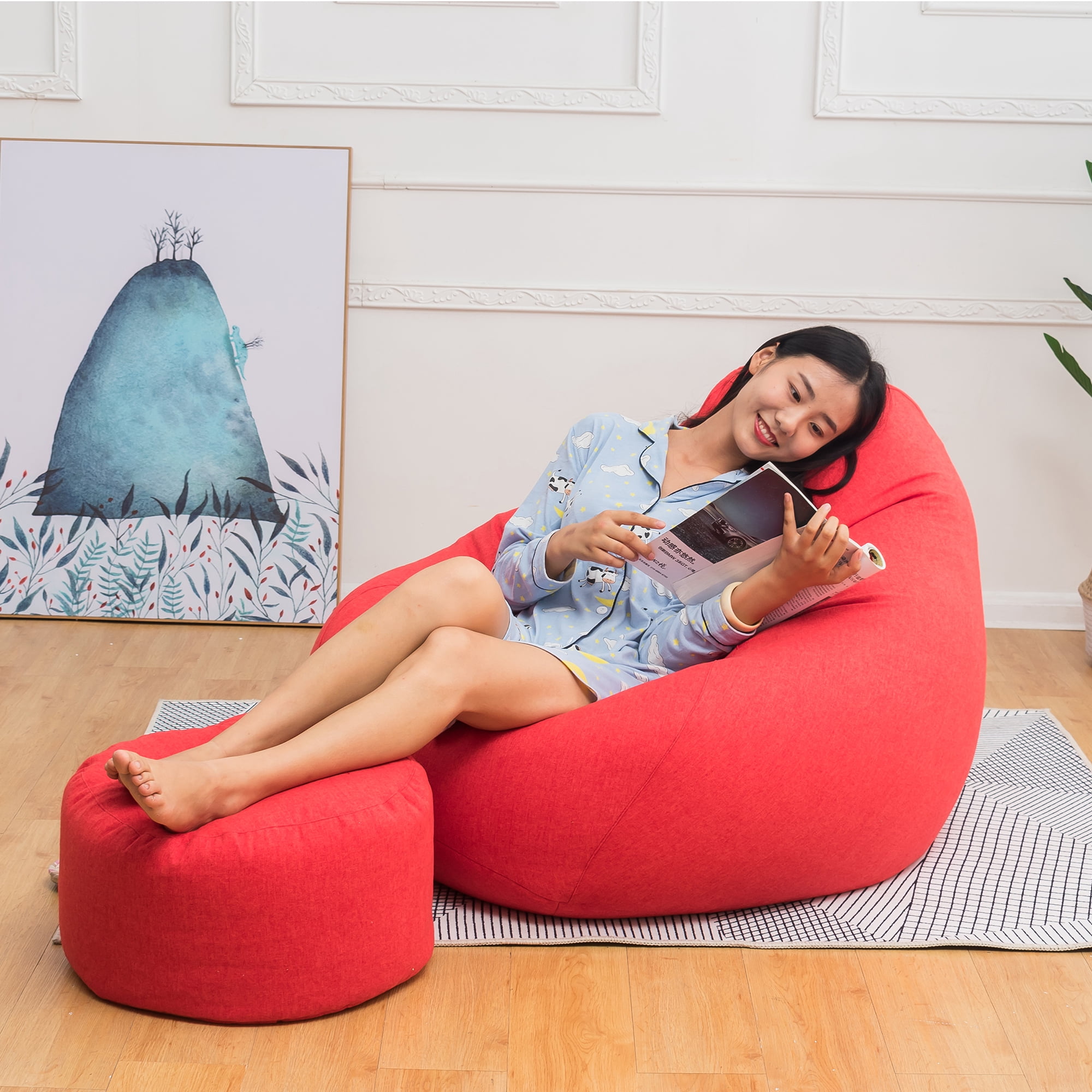 Bean Bag Chair Cover (No Filler) for Kids and Adults Extra Large Beanbag Stuffed Animal Storage Soft As Gaming Chair or Study Spot