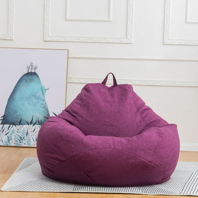 Bean Bag Chair Cover, Sofa Cover Beanbag Chair Cover Perfect for Reading, Alternative Seating Cover for Adults and Kids Cotton Linen Bean Bag Storage Chair Cover without Filling