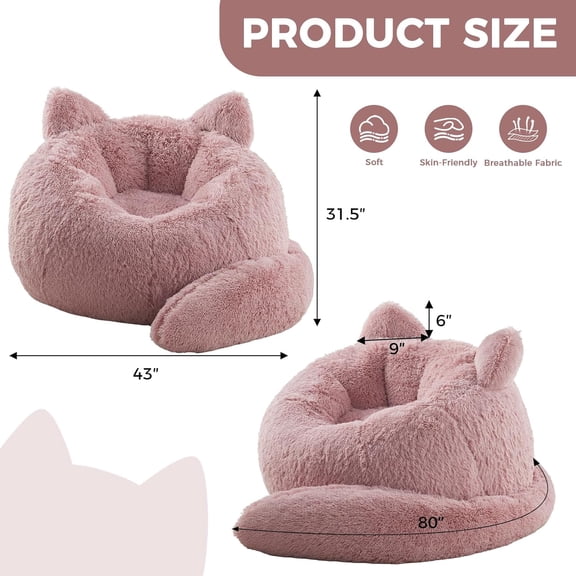 Bean Bag Chair Design Plush Faux Fur Floor Sofa for Adults Teens Kids Bedroom Living Room