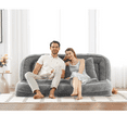 thumbnail image 1 of Bean Bag Chair Double human dog bed,Lazy sofa ,Loveseat,Fits You & Pets,Extra Large Floor Couch,Can sit or lie down,2-in-1,5 Adjustable Position, Plump Pillow,2 Seat,Chenille,Gray,Lazy Sofa Chair, 1 of 8