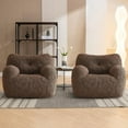 thumbnail image 1 of Bean Bag Chair, Filled Beanbag Chair for Living Room, Stuffed Beanbag Chairs, Comfy Bean Bag Chairs with Filling (Teddy Fabric in Coffee Set of 2, 39.37" D×37" W×27.56" H), 1 of 18
