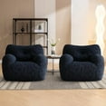 thumbnail image 1 of Bean Bag Chair, Filled Beanbag Chair for Living Room, Stuffed Beanbag Chairs, Comfy Bean Bag Chairs with Filling (Teddy Fabric in Dark Blue Set of 2, 39.37" D×37" W×27.56" H), 1 of 18