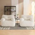 thumbnail image 1 of Bean Bag Chair, Filled Beanbag Chair for Living Room, Stuffed Beanbag Chairs, Comfy Bean Bag Chairs with Filling (Teddy Fabric in Ivory Set of 2, 39.37" D×37" W×27.56" H), 1 of 18