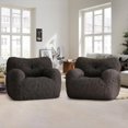 thumbnail image 1 of Bean Bag Chair, Filled Beanbag Chairs, Stuffed Bean Bag Chair, Comfy Chairs with Filling for Living Room (Teddy Fabric in Dark Gray, Set of 2, 39.37" D×37" W×27.56" H), 1 of 12