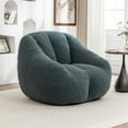 thumbnail image 1 of Green Bean Bag Chair with Memory Foam Filler - Tufted Fluffy Sofa for Dorm, Apartment & Living Room, 1 of 9
