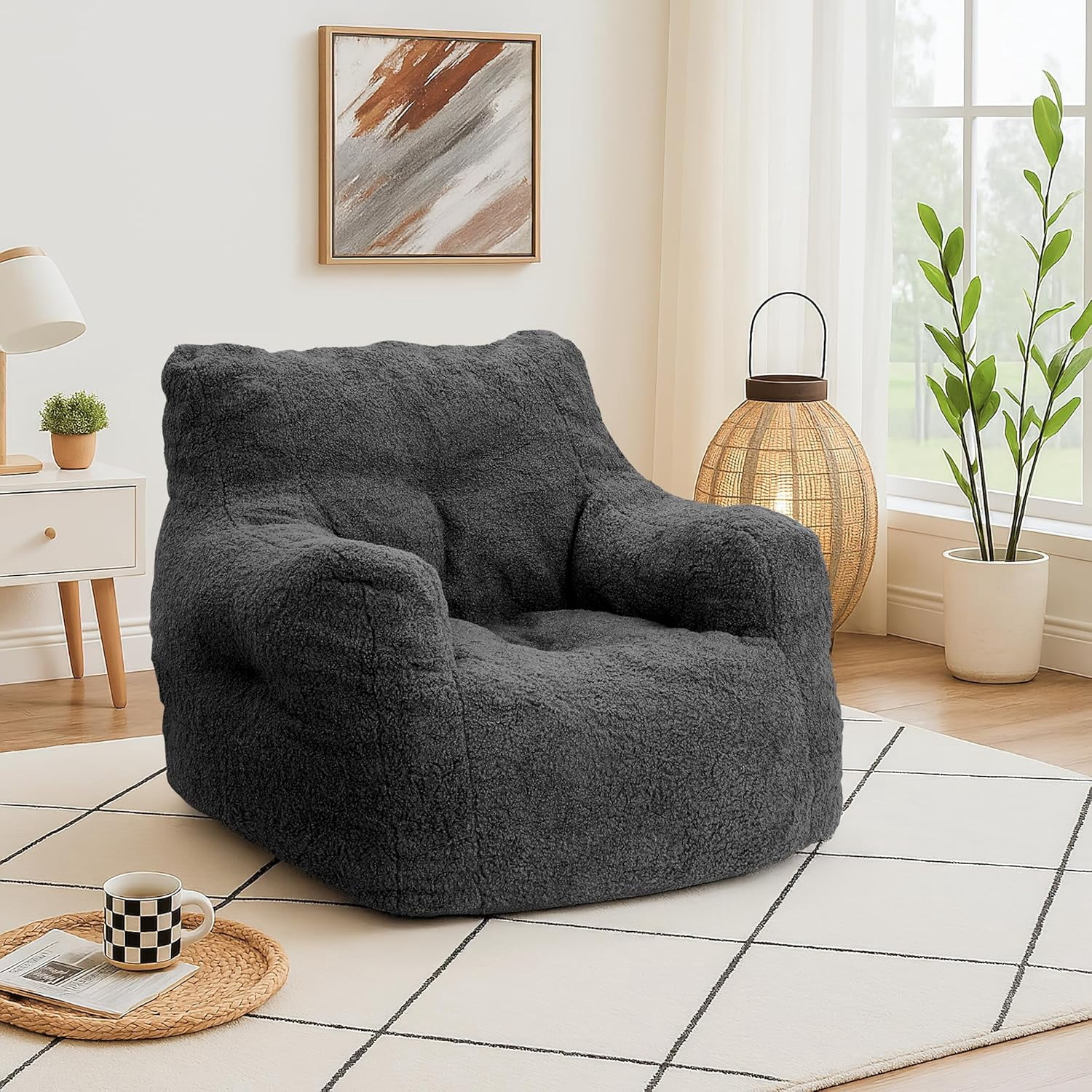 Bean Bag Chair with Filler, Bean Bag Sofa with Tufted Soft Stuffed ...