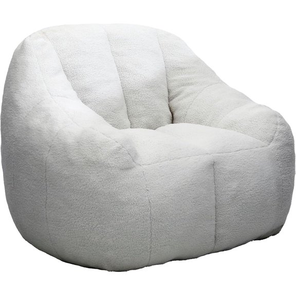 Bean Bag Chair with Filler, Comfy Teddy Bean Bag Chairs for Adults and Kids, Cozy BeanBag Sofa Fully Floor Couch with Memory Foam for Living Room Bedroom,White