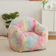thumbnail image 1 of Bean Bag Chair with Filler, Faux Fur Bean Bag Chairs for Adults, Huge Bean Bag Sofa Chair Cozy Chair with Armrest for Bedroom, Living Room, Game - Rainbow, 1 of 7