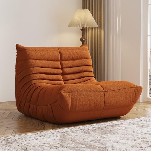 Bean Bag Chair, Fireside Chair, Large Bean Bag Chair for Adults, Bean Bag Chairs for Teens with High-Resilience Foam, Non-Slip Base Floor Lounge Sofa,Living Room (Orange, Single)$$Furniture