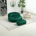 thumbnail image 1 of Bean Bag Chair with Footstool, Comfort Loungeger High Back Bean Bag Chair for Adults, Plush Lazy Sofa Oversized Armchai for Living Room Bedroom Game Room, Emerald, 1 of 7