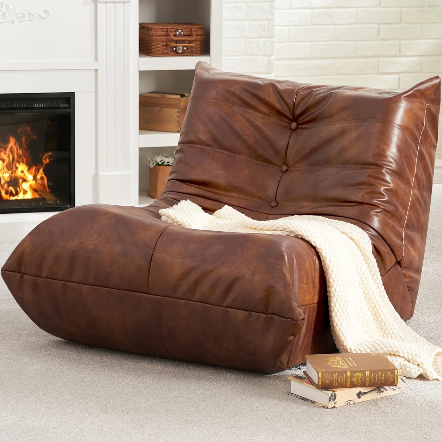 Faux Fur Bean Bag Chair With Memory Foam - Large Cat's Paw Shape, Supports 400 Lbs