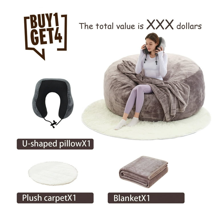 Bean Bag Chair(Give Gifts:U-shape Pillow, Blanket Pillow, 6FT