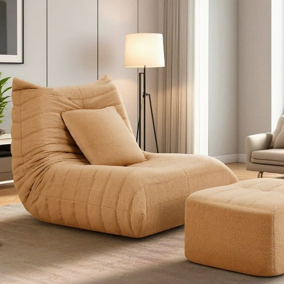 Bean Bag Chair,Lazy Floor Sofa Couch,with Ergonomic Design,Memory Foam Lounge Chair for Dorm, Small spaces,Home,for Adult,Kid,Camel