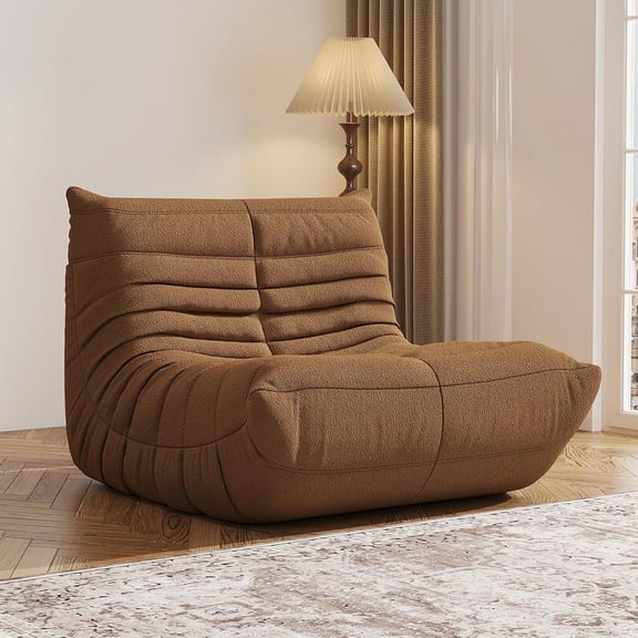 Bean Bag Chair Lazy Floor Sofa, Giant BeanBag Fireside Chair with Memory Foam Filled, Soft Bean Bag Comfy Couch for Teens Adults, Non-Slip Base Floor Lounge Chair, Living Room, Bedroom (Brown, Single