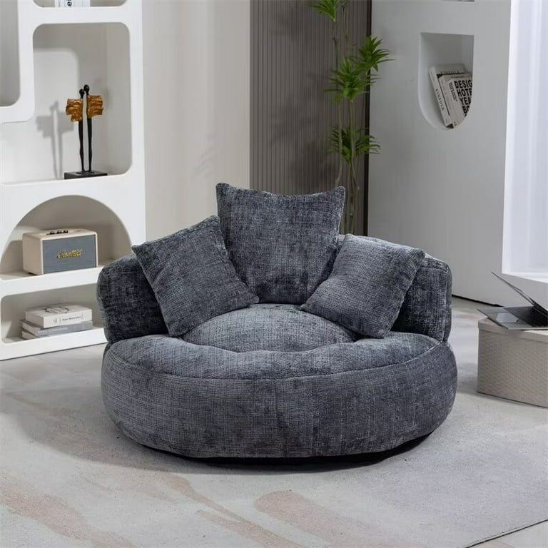 Bean Bag Chair, Lazy Round Sofa with Pillows and Armrests