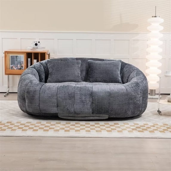 Bean Bag Chair, Lazy Sofa Chair with Pillows and Armrests, Durable Comfort Lounger High Back Bean Bag Chair Couch for Adults Kids Bedroom Living Room Playroom, Gray