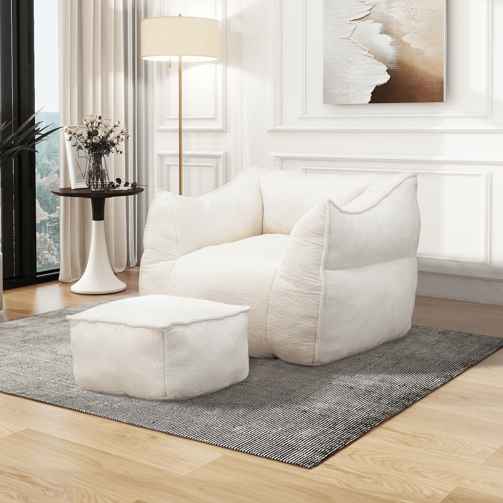 Bean Bag Chair Lazy Sofa/Footstool Durable Comfort Lounger High Back Bean Bag Chair Couch for Adults and Kids, Indoor & Outdoor
