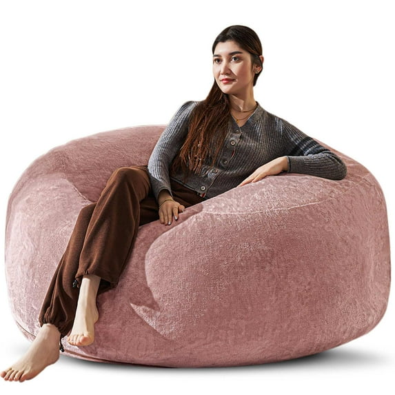 Bean Bag Chair 4FT, Large Memory Foam Filled Chair for Adults and Teens, Soft Sofa with Removable Flannel Cover, Round Couch for Living Room Bedroom College Dorm