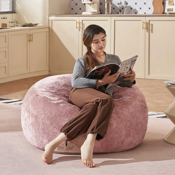 Bean Bag Chair 3FT,  Large Memory Foam Filled Chair for Adults and Teens, Soft Sofa with Removable Flannel Cover, Round Couch for Living Room Bedroom College Dorm