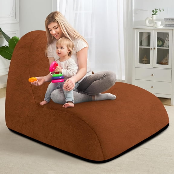 Bean Bag Chair Memory Foam Pre-Filled Bean Bag Sofa Stuffed Bean Bag Couch BeanBag Lazy Sofa Chair for Adults for Gaming, Reading & Relaxing (Faux Fur, Brown)