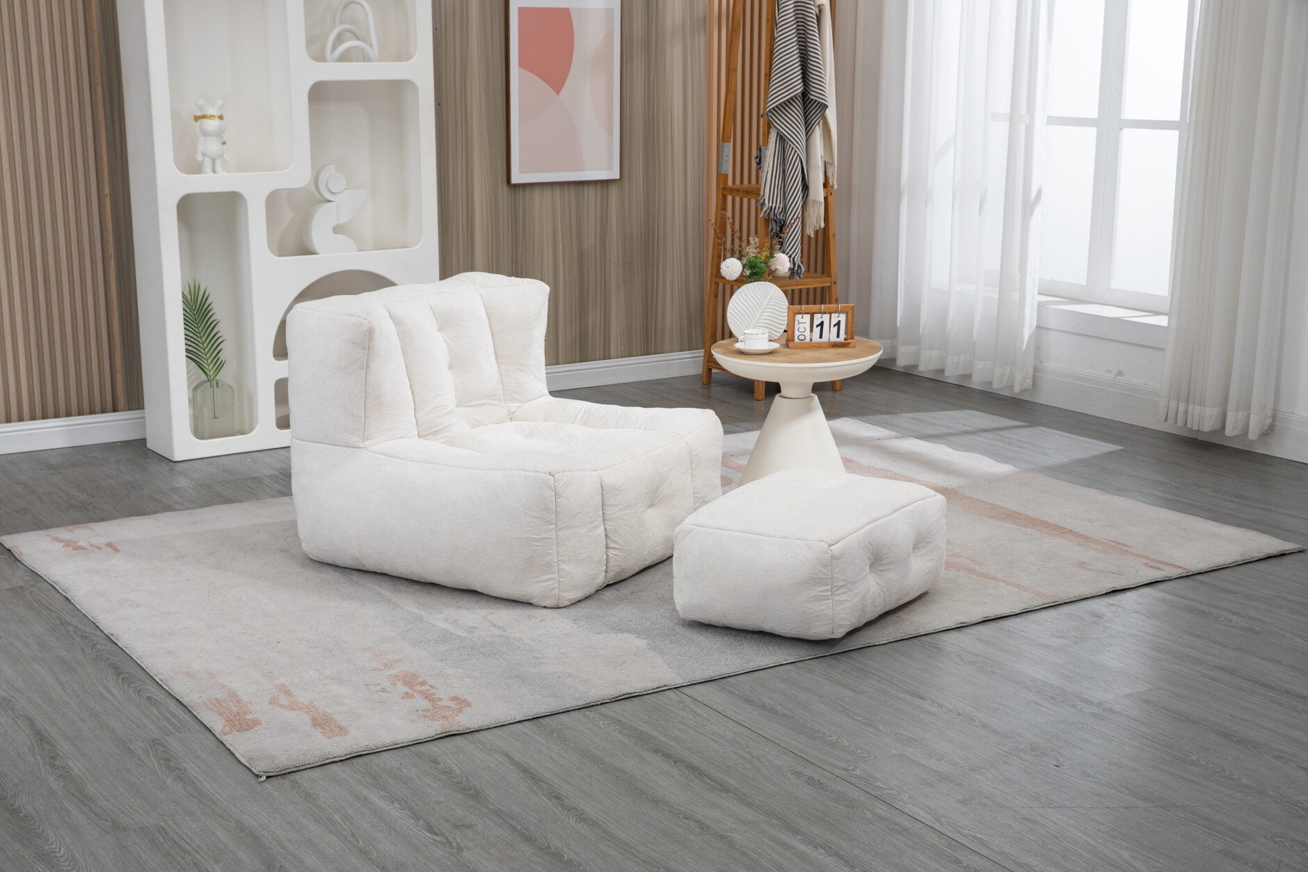 Bean Bag Chair with Fluffy Boucle Bean Bag Chair,Lazy