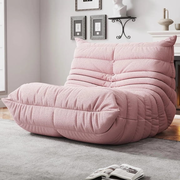 Bean Bag Chair Single Bean Bag Sofa Teddy Fabric Caterpillar Sofa, Fireside Beanbags Comfy Chair for Living Room, Bedroom, Game Room,Pink