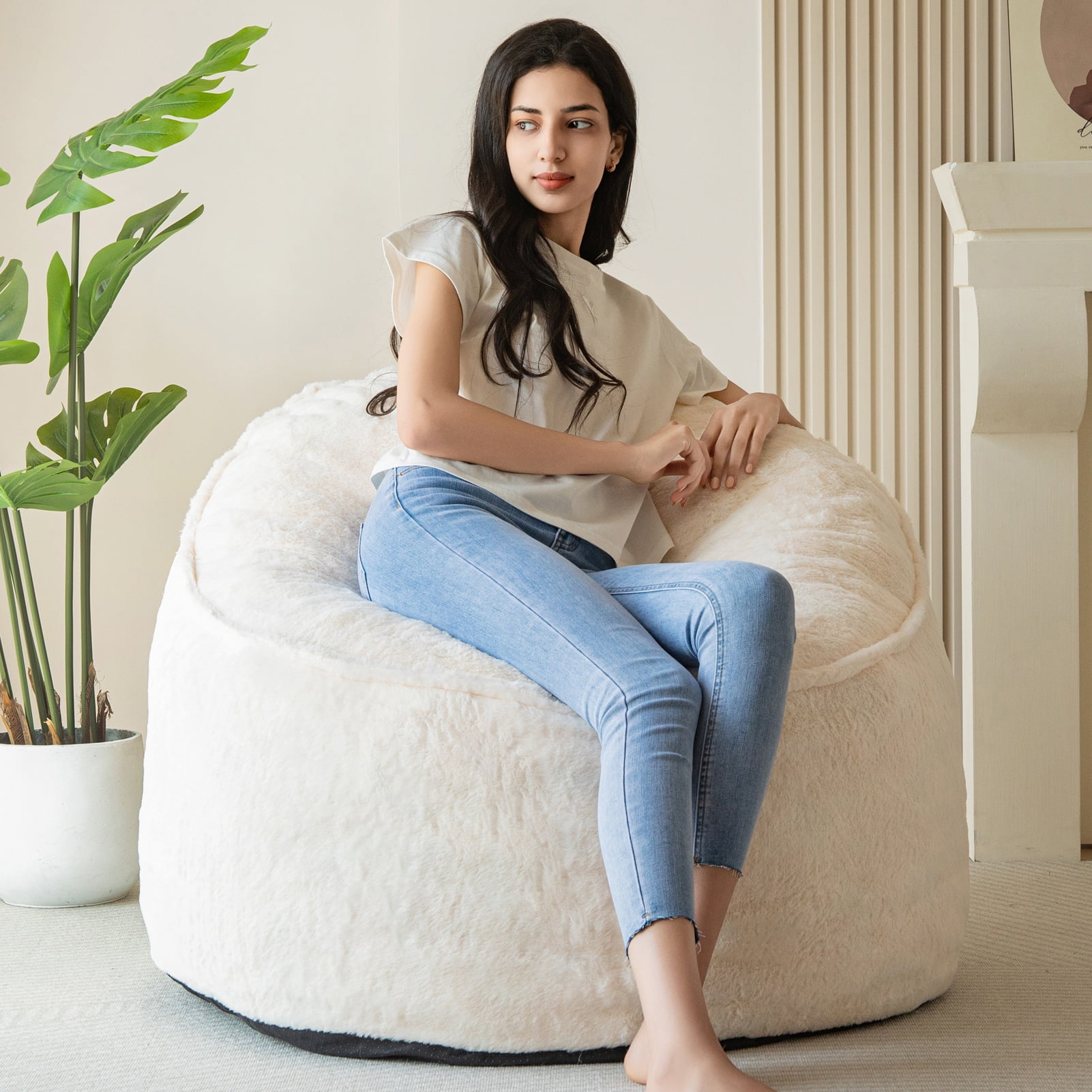 Bean Bag Chair Sofa, Big Comfy Chair for Bedroom Living Room,Begie ...