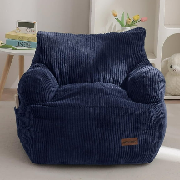 Bean Bag Chair, Stuffed Bean Bag Sofa with Filler Cozy for Boys and Girls, Sofa with Pocket Floor Chair for Gaming, Reading, Navy