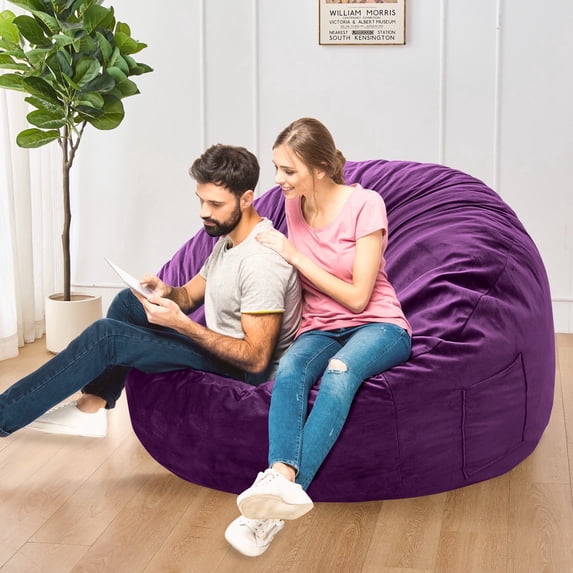 XIECUVA Bean Bag Chair Stuffed with Foam For Adults,Folding Beanbag Chairs Lounge Sofa Bed,Medium Size Memory Foam Mattress,4 ft