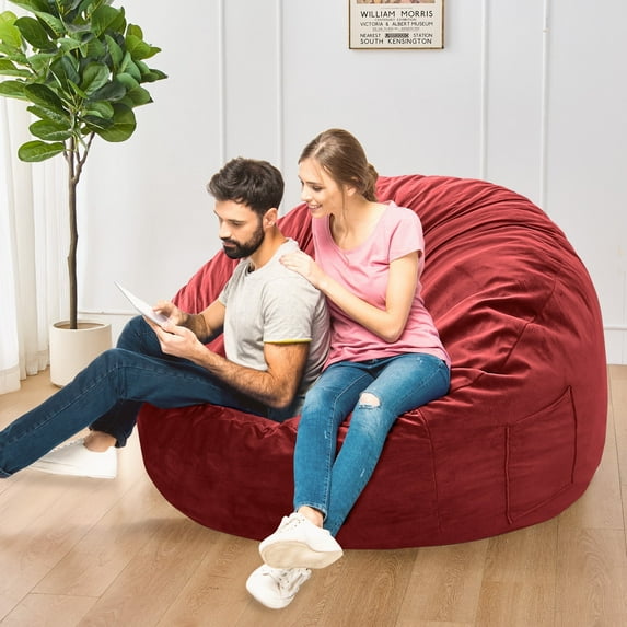 XIECUVA Bean Bag Chair Stuffed with Foam For Adults,Folding Beanbag Chairs Lounge Sofa Bed,Medium Size Memory Foam Mattress,5 ft