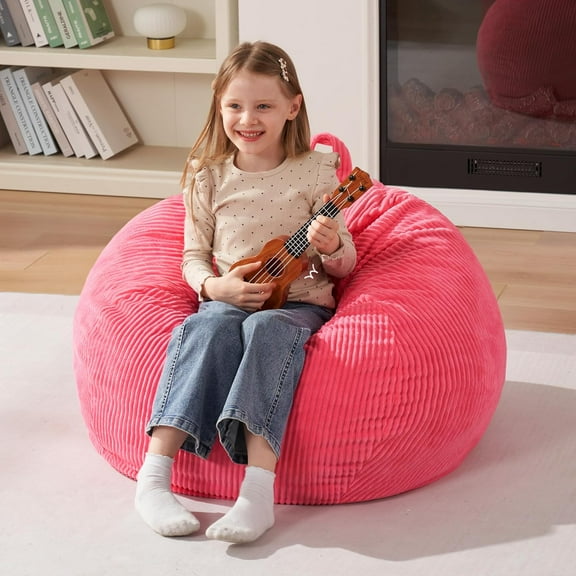 Bean Bag Chair,Teardrop Bean Bags for Teens Beanbag Chair with Memory Foam Filled and Ultra Soft Corduroy Cover for Living Room, Bedroom (Small,Pink)