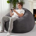 thumbnail image 1 of Bean Bag Chair: Teardrop Bean Bags with Memory Foam Filled, Compact Beanbag Chairs Soft Sofa with Corduroy Cover (Grey), 1 of 16