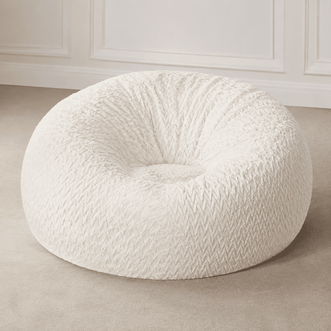 Bean Bag Chair, White, X-Large, Soft Washable Fabric for Living Room ...