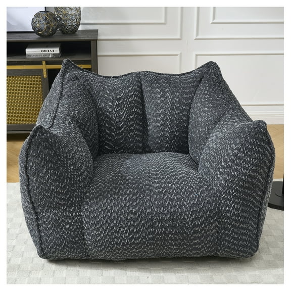Bean Bag Chair for Adults - Comfortable Chenille Lazy Sofa - Gaming, Reading, TV - Living Room, Bedroom Décor - Highly Resilient Foam