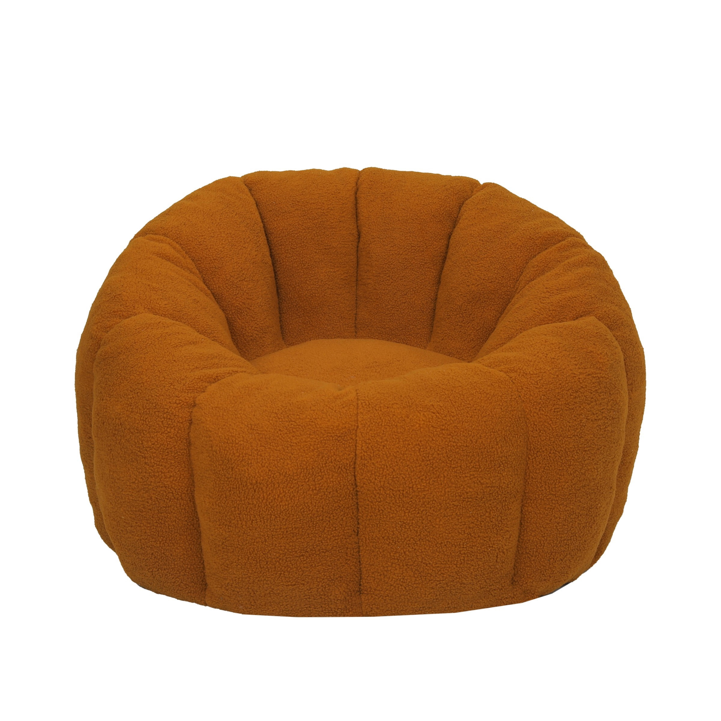 Bean Bag Chair for Adults, Faux Fur Memory Foam Bean Bag Sofa with Armrests, Fluffy Lazy Chair for Living Room Bedroom, Orange