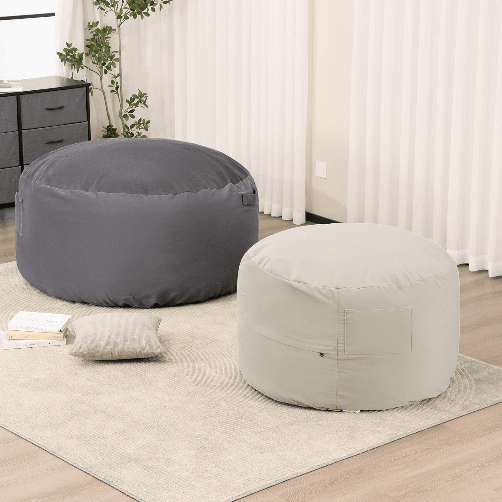 MAYEERTY Bean Bag Chair for Adults, Foam Filled Furniture with Soft Removable Cover, Comfy Kids Sofa for Living Room Bedroom Dorm, 4 Feet