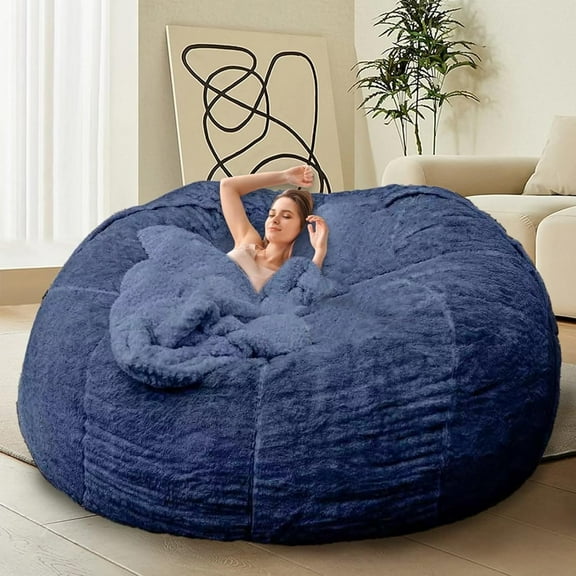 Bean Bag Chair for Adults Kids Without Filling Comfy Fluffy Giant Round Beanbag Lazy Sofa Cover for Reading Chair Floor Chair, 6FT,