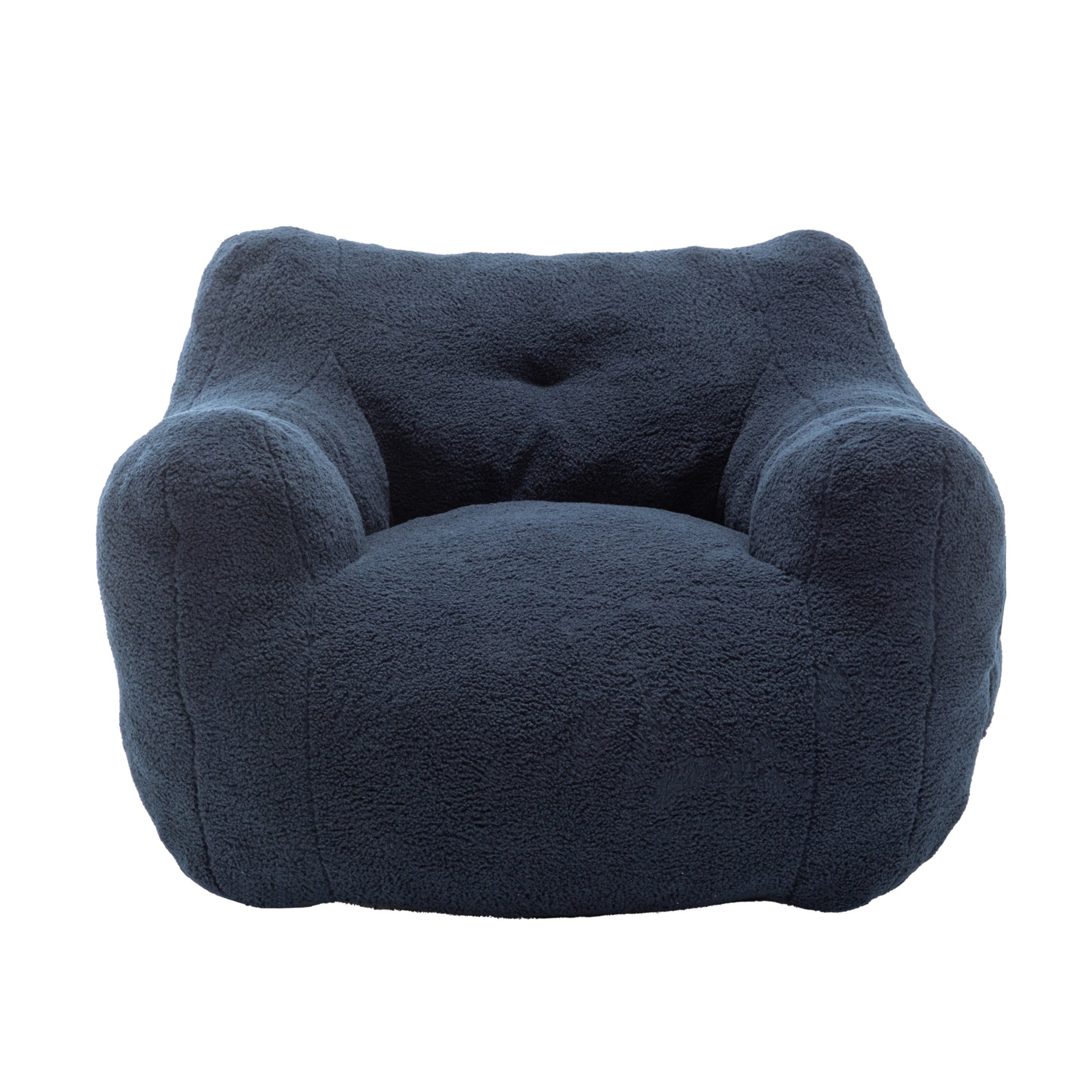 Bean Bag Chair for Adults, Memory Foam Bean Bag Sofa with Armrests, Lazy Floor Chair for Living Room Bedroom Reading, Dark Blue